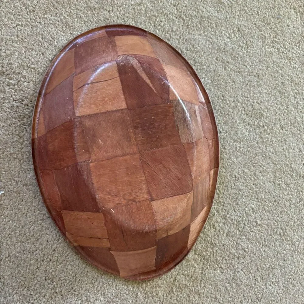 Vintage Weave Woven Wooden 12” x 8.5” Serving Bowl